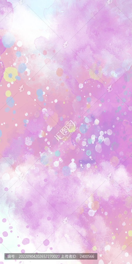 紫色云朵圆点水彩装饰画