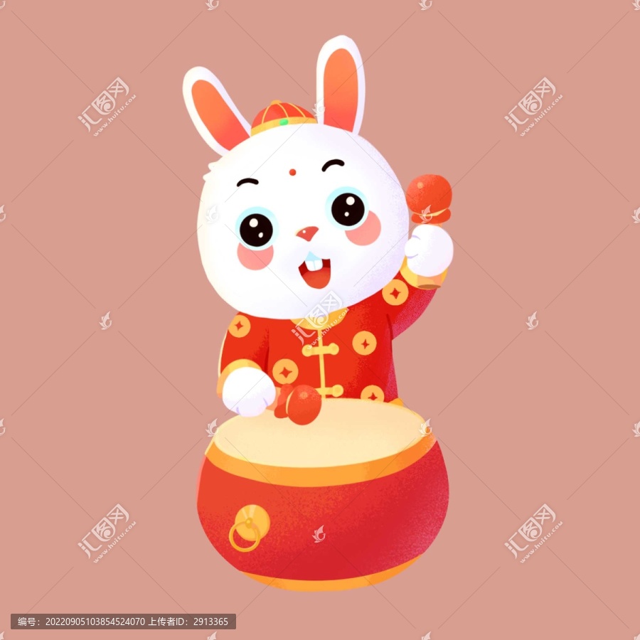 手绘2023春节兔子卡通形象