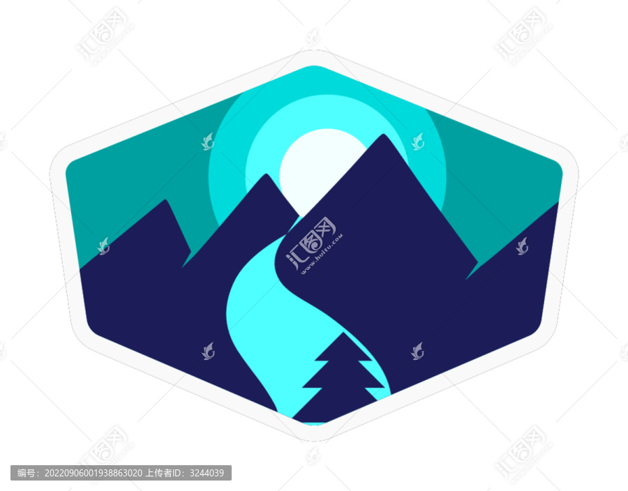 極簡矢量山河標志