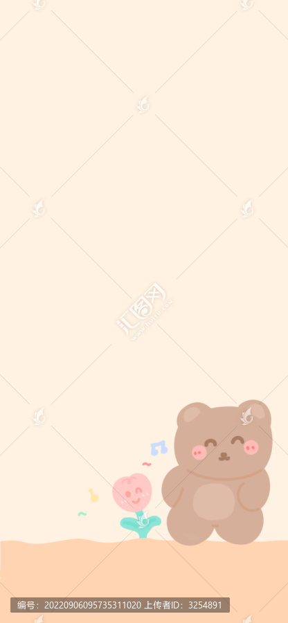 小熊与花跳舞手机壳图案