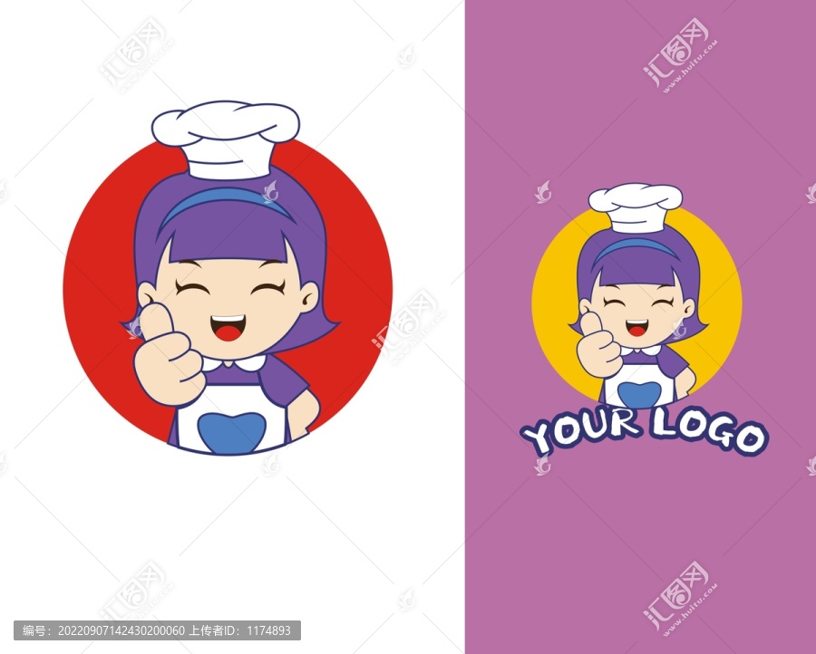 卡通女孩烘焙师logo