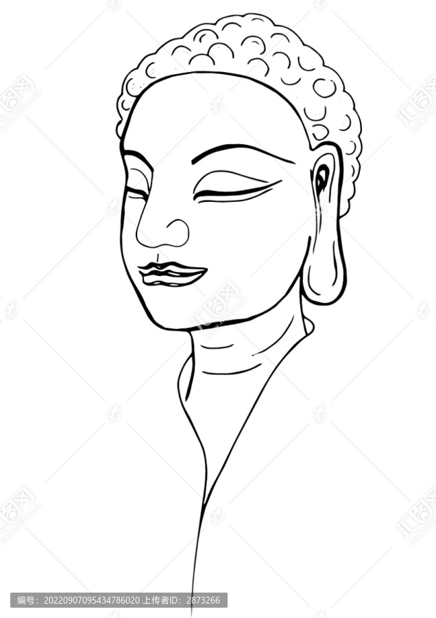 手繪佛頭插畫