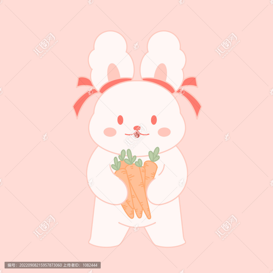 卡通兔兔胡蘿卜貼紙