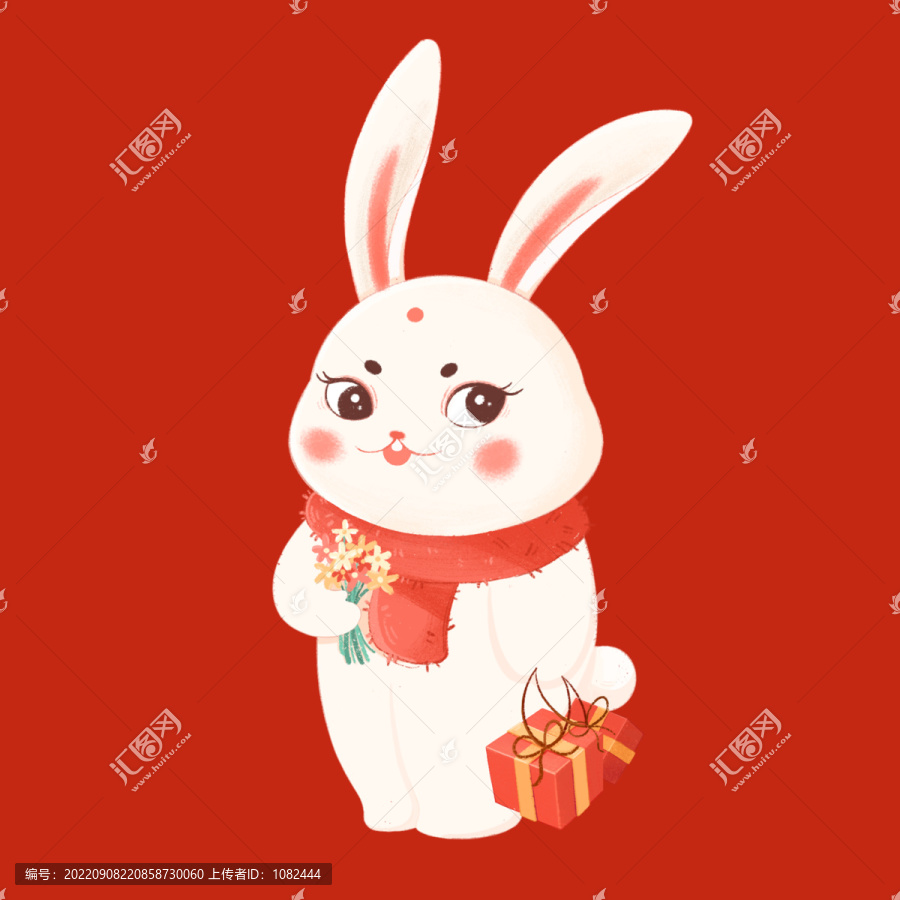 手繪可愛新年約會(huì)兔子