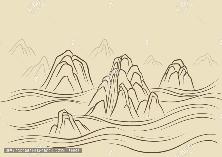 手繪山