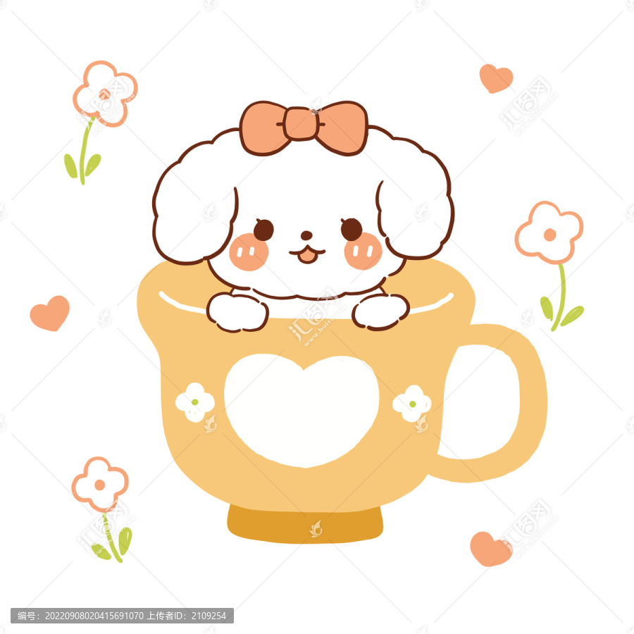 杯子小狗卡通圖案