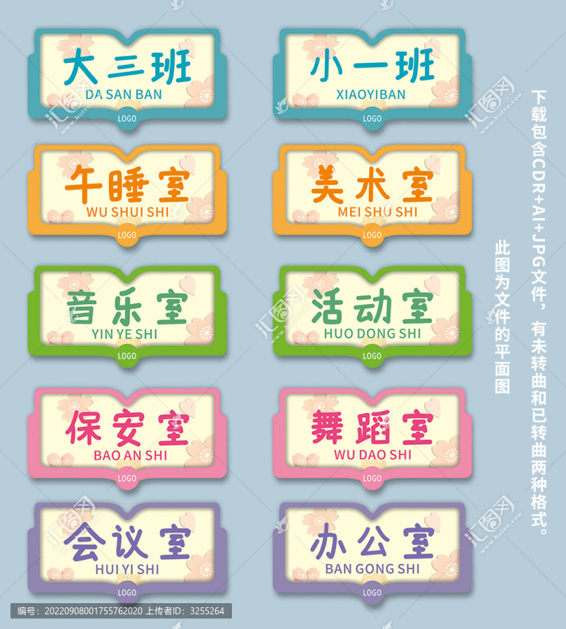 小清新書本幼兒園班級門牌