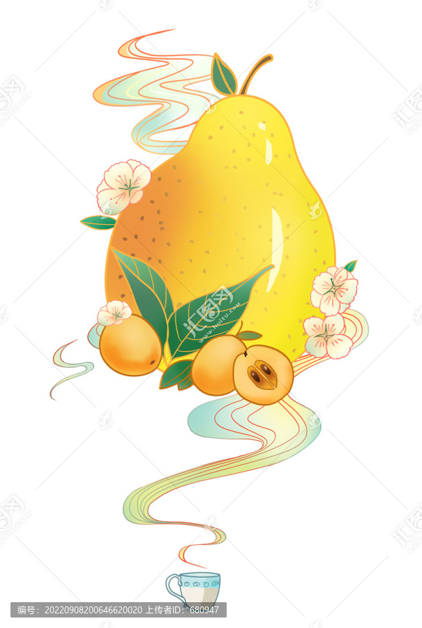秋梨枇杷膏插畫國潮插圖手繪