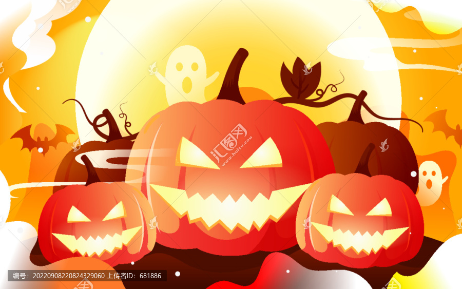慶祝西方萬圣節(jié)南瓜燈節(jié)日插畫
