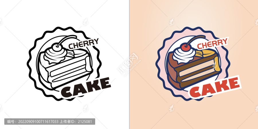櫻桃蛋糕甜點(diǎn)矢量美食插畫海報(bào)