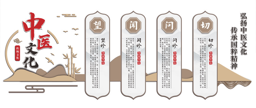 中式國風(fēng)醫(yī)院中醫(yī)文化墻