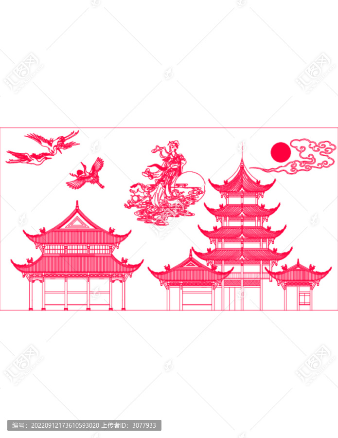 國潮嫦娥樓閣圖