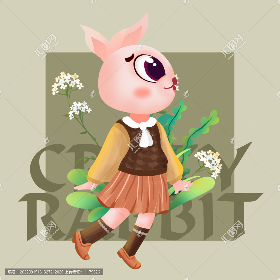 國潮兔妹妹學院插畫