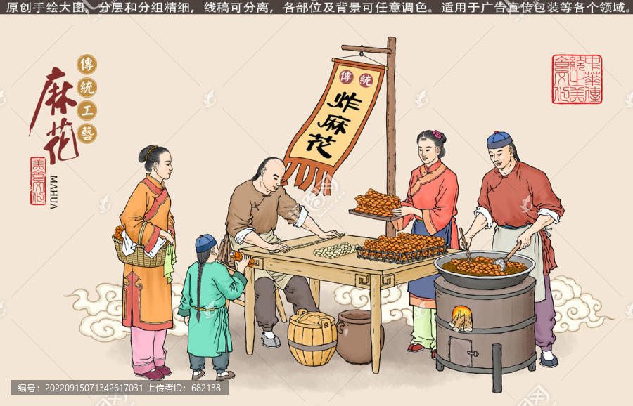 傳統(tǒng)炸麻花插畫