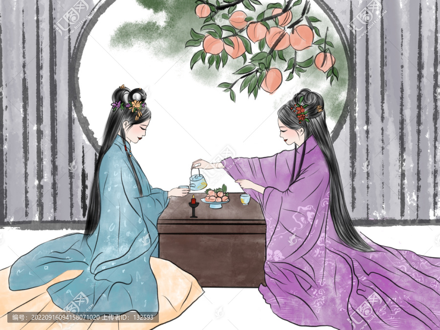 桃子包裝插畫