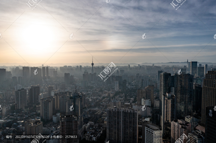 成都城市建筑日出