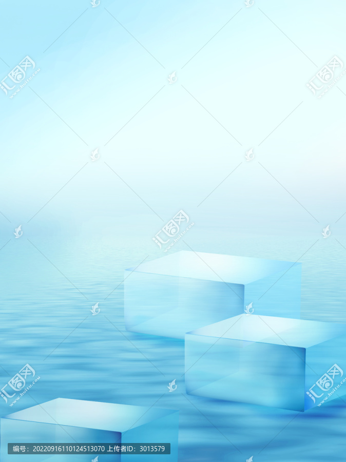 清新清透光感玻璃幾何光效背景
