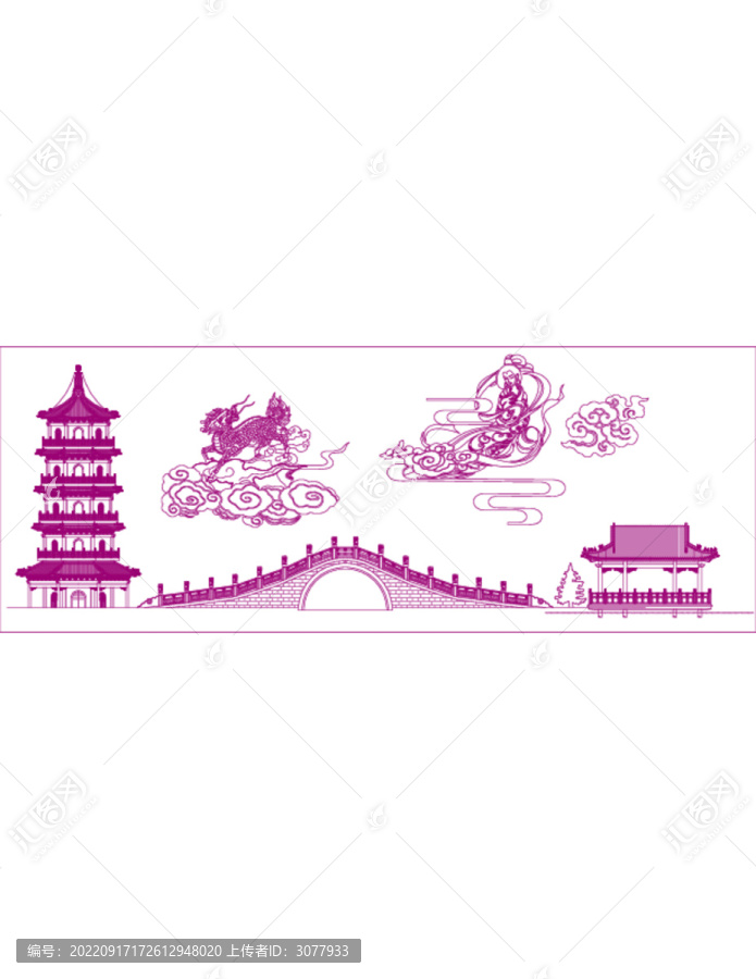 苏州园林拱桥亭子图