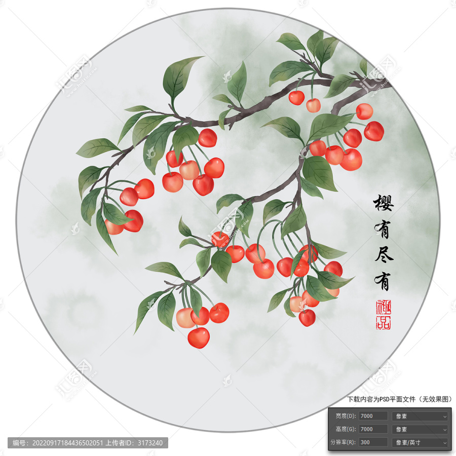 櫻桃圓形畫