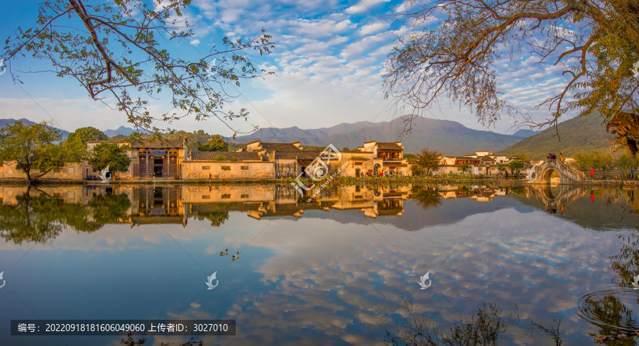 宏村南湖夕照全景图