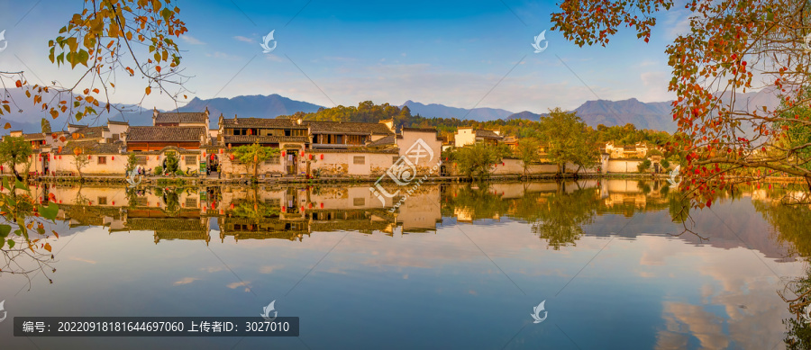 宏村南湖夕照全景图