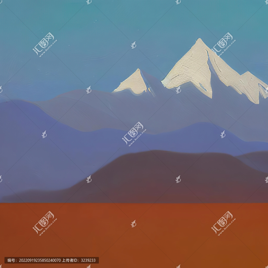 雪山油畫