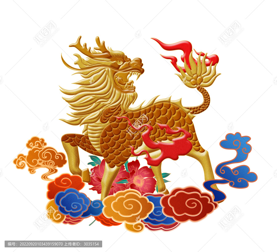 插畫(huà)祥云麒麟