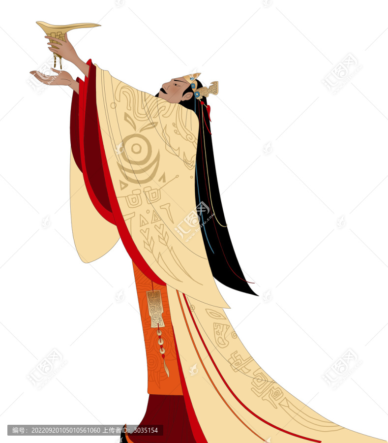 插畫古人飲酒杜康