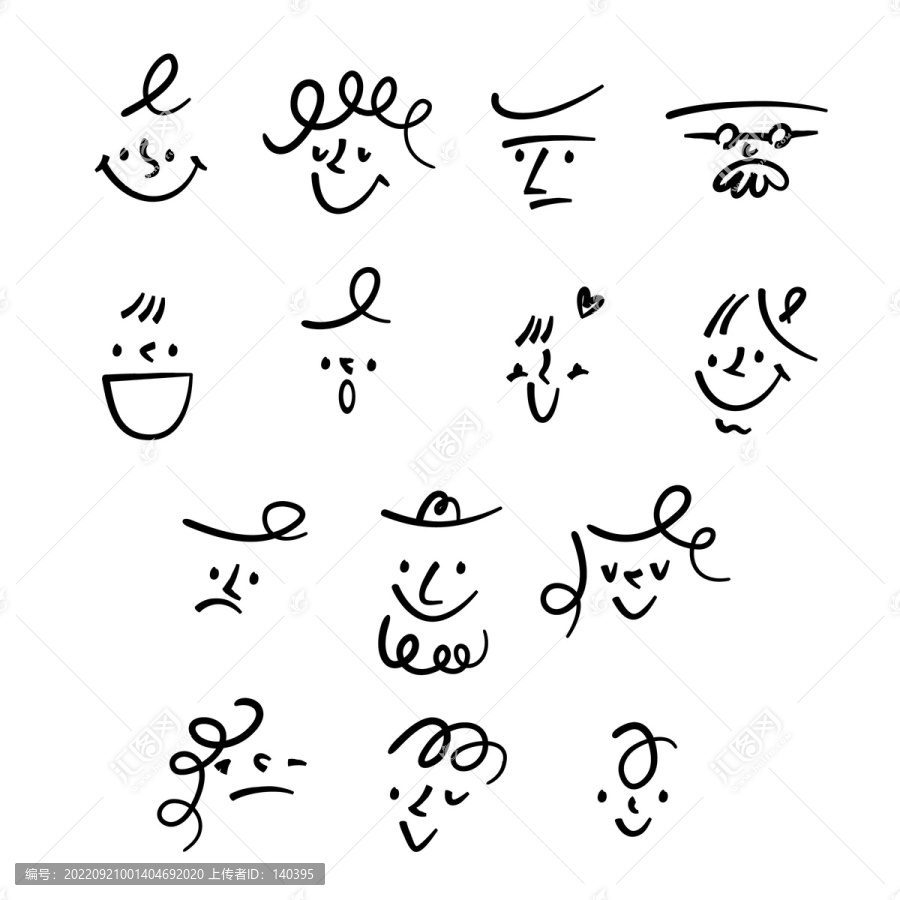 簡筆畫表情矢量圖標(biāo)