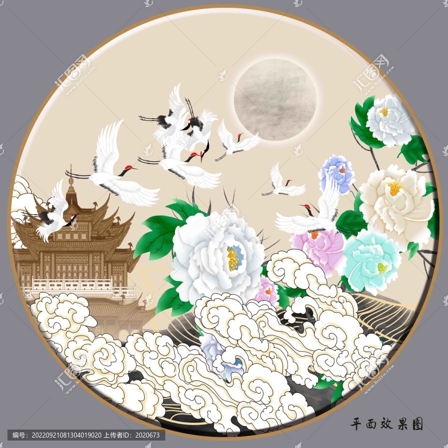 祥云牡丹花閣樓