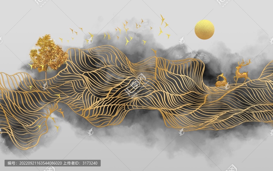 新中式禅意线条高端装饰画