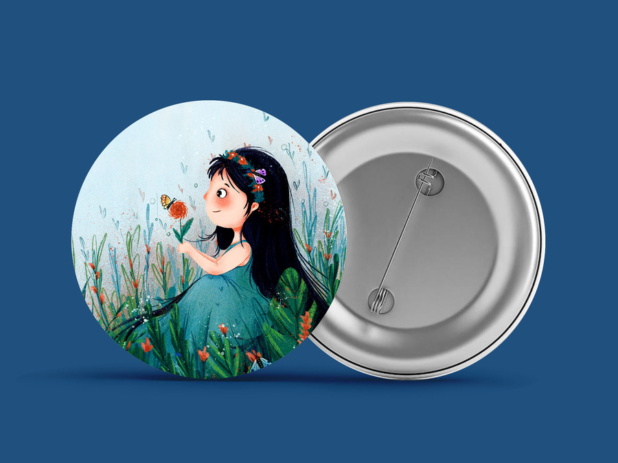 可愛的蝴蝶少女兒童插畫