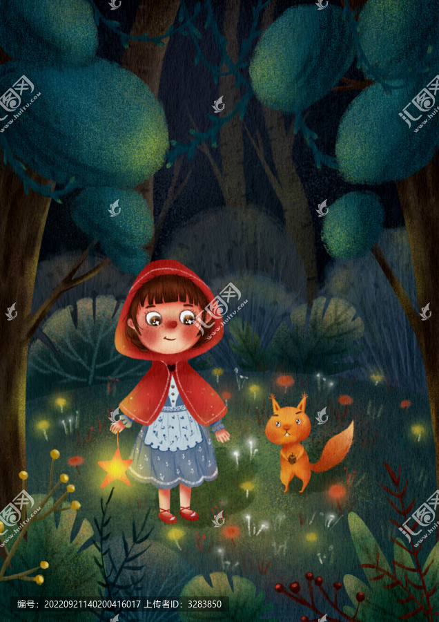 小紅帽童話故事兒童插畫
