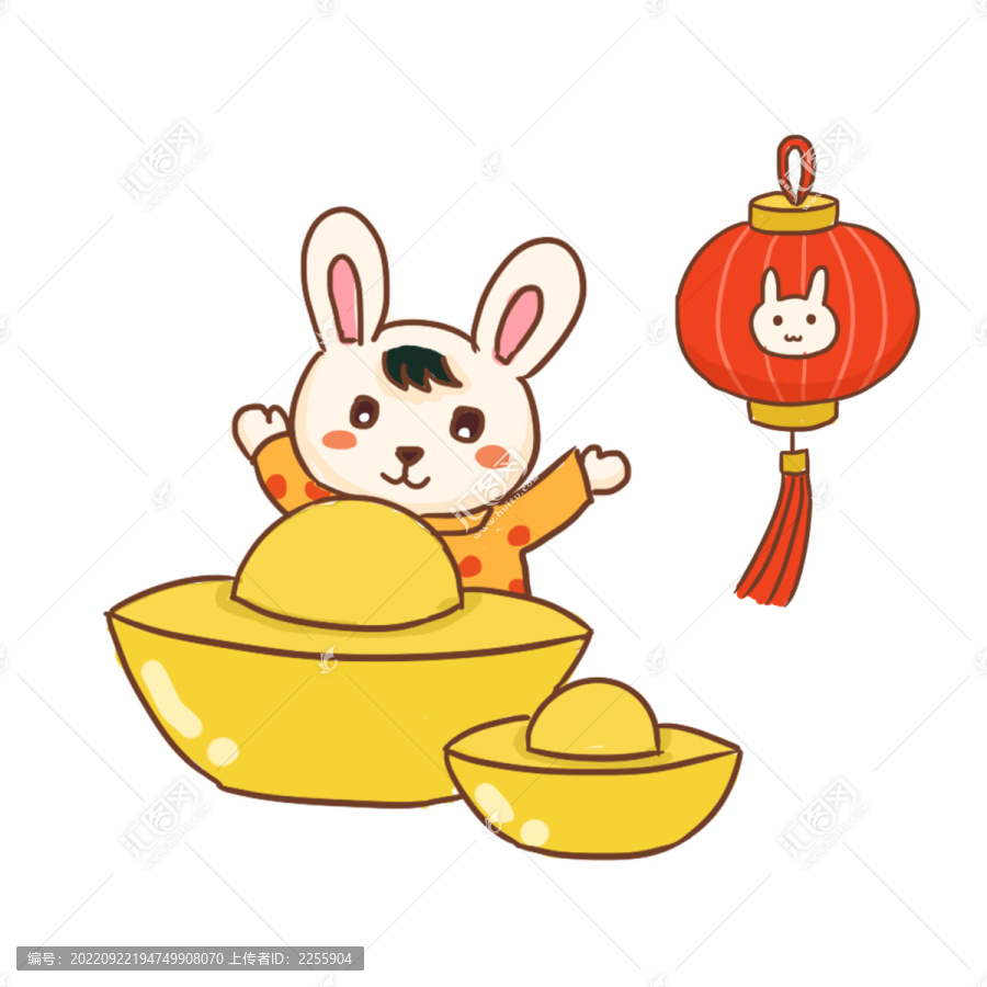 新年兔子手繪卡通元素