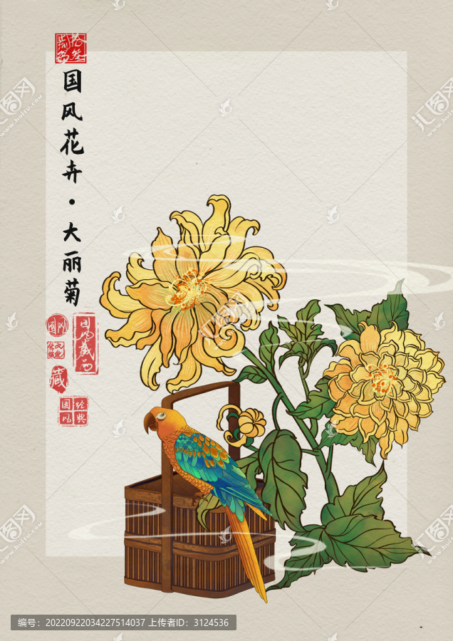 传统国风植物花卉大丽菊