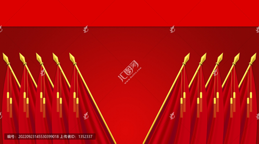 紅色背景十面紅旗
