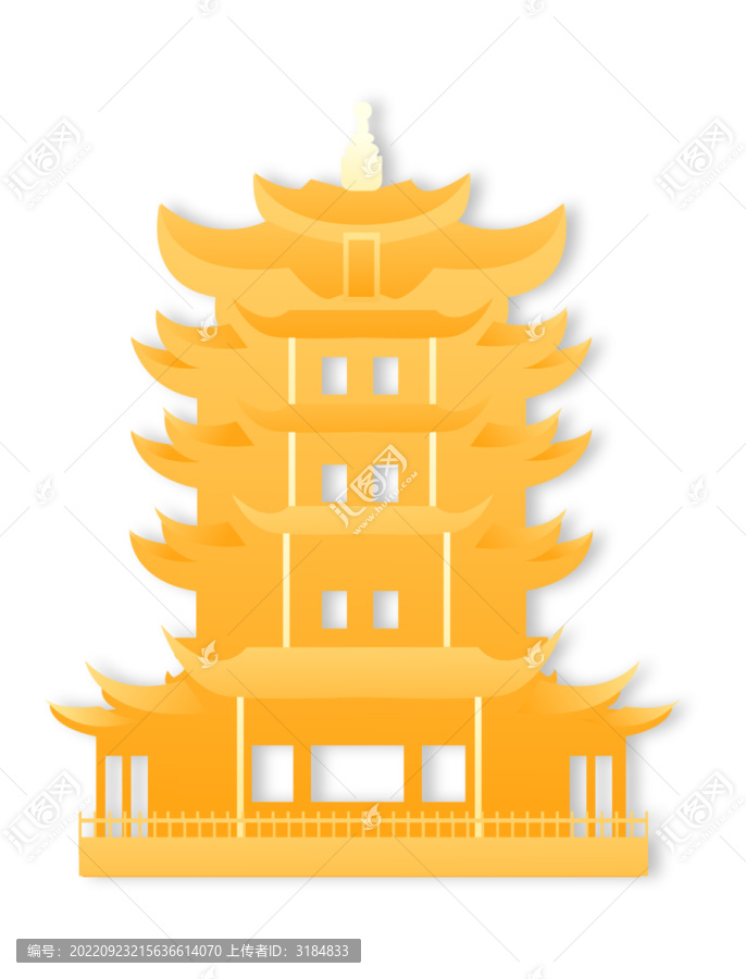 金色剪纸风中国城市黄鹤楼