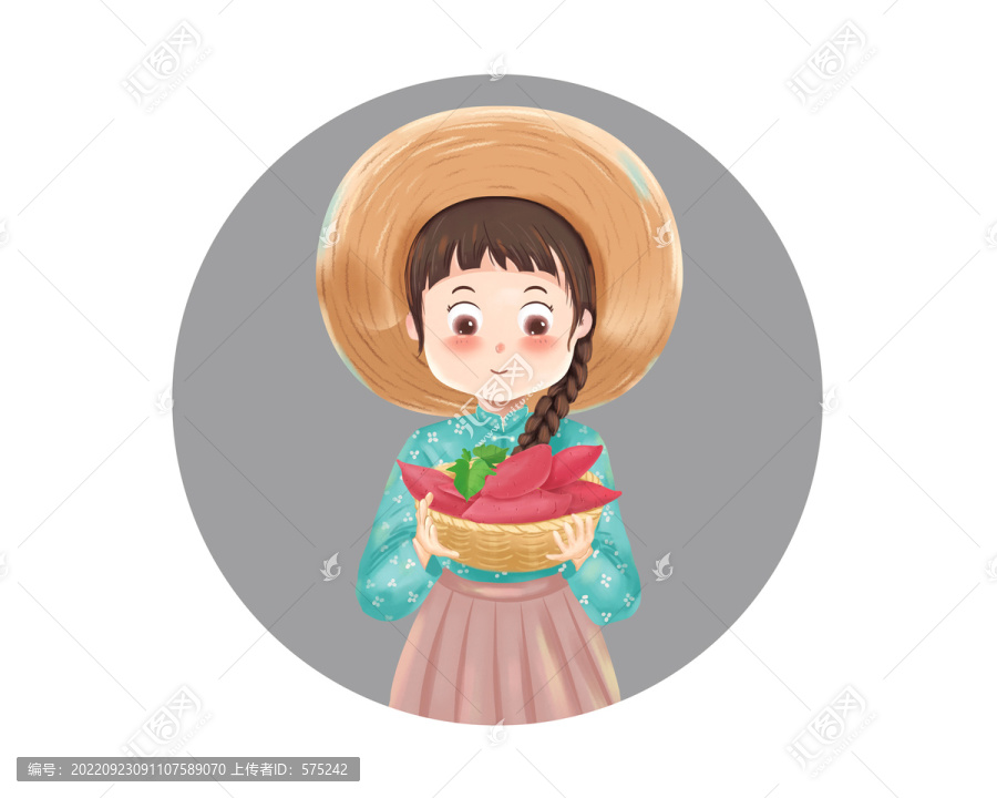 抱紅薯的卡通女孩