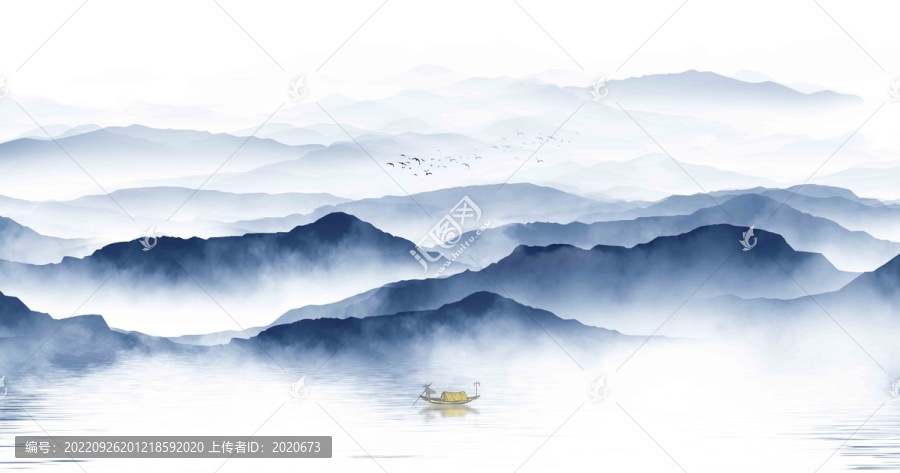藍(lán)色山水畫