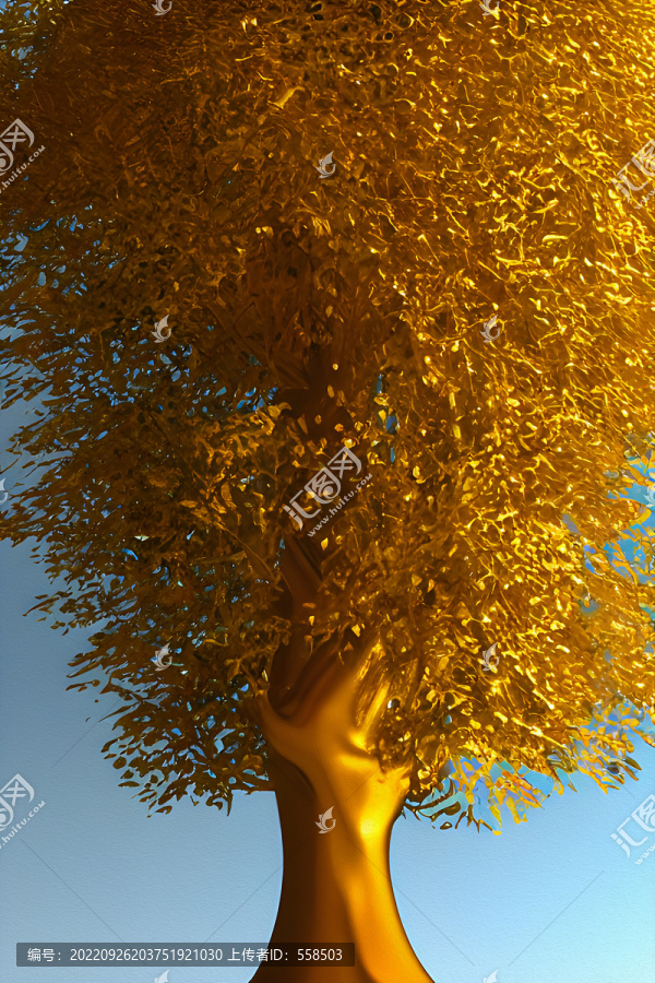 黄金材质发财树装饰画