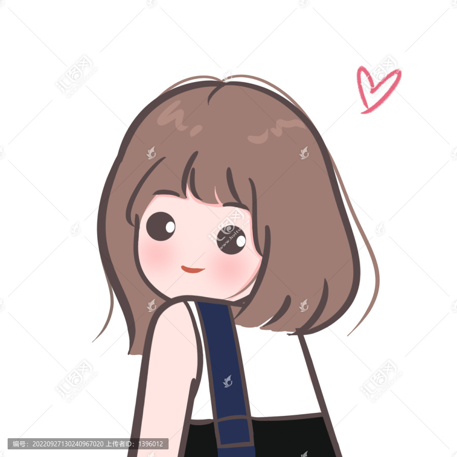手繪可愛短發(fā)女生頭像插畫
