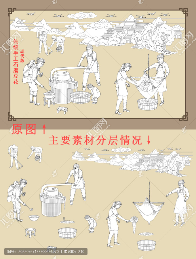 传统手工石磨豆花制作