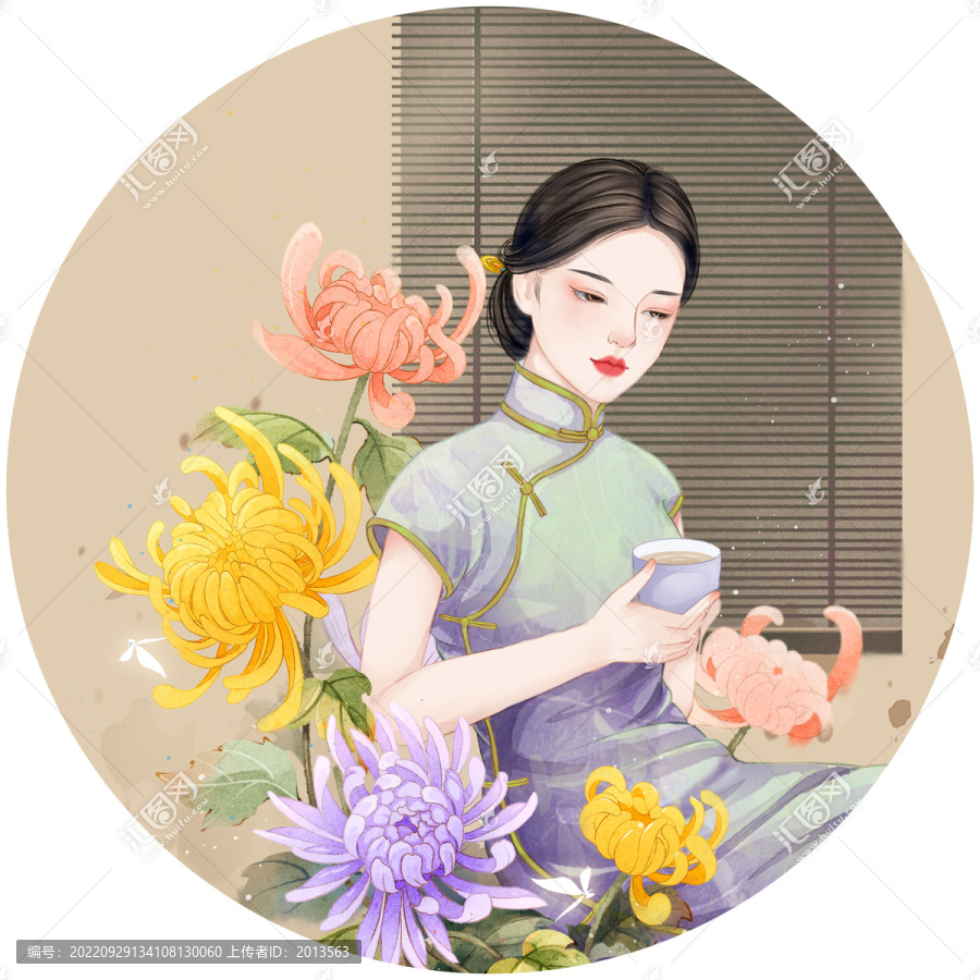 喝茶的女子