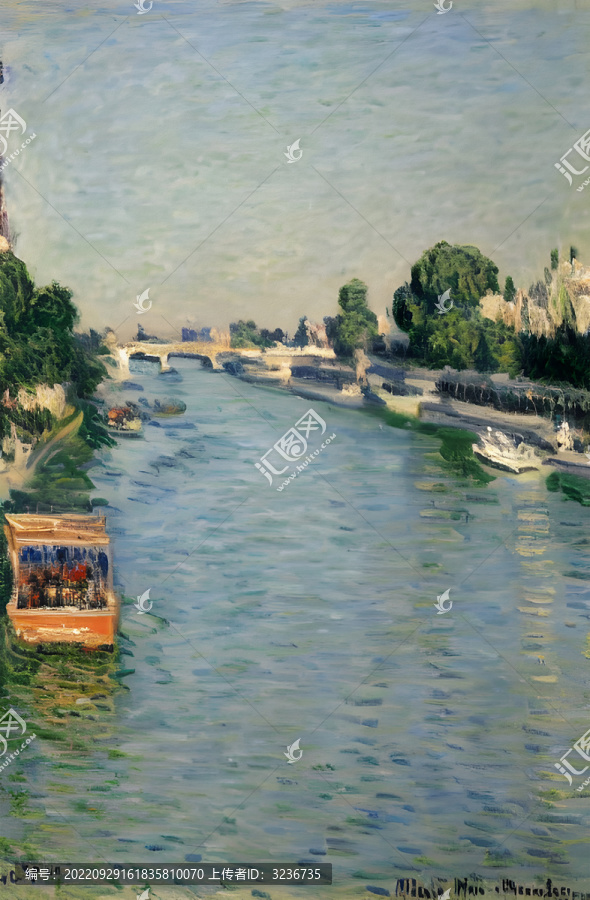 塞纳河畔油画印象派莫奈