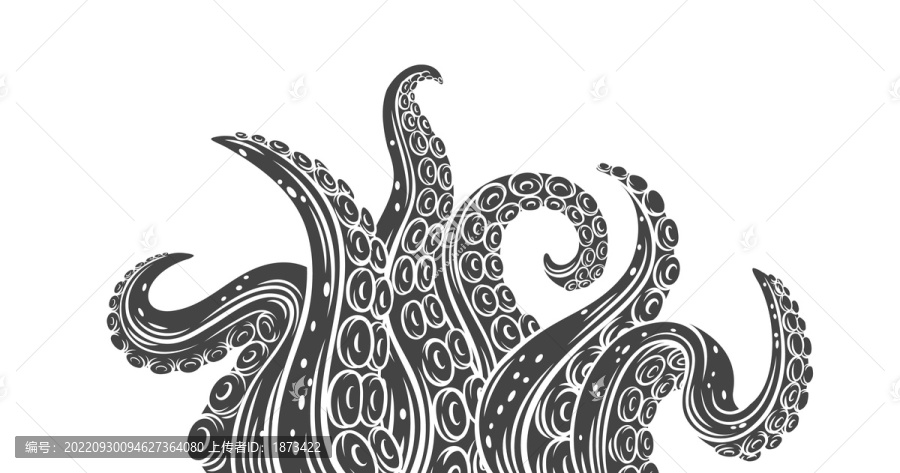 黑白章魚線條插圖模板