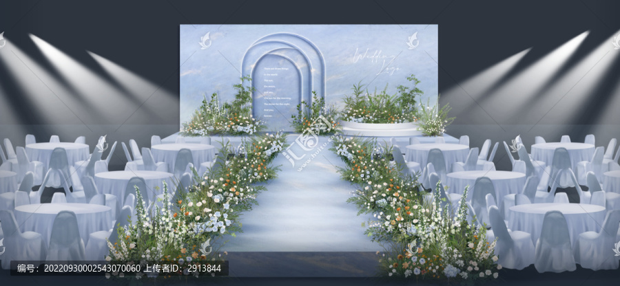 藍色油畫婚禮效果圖