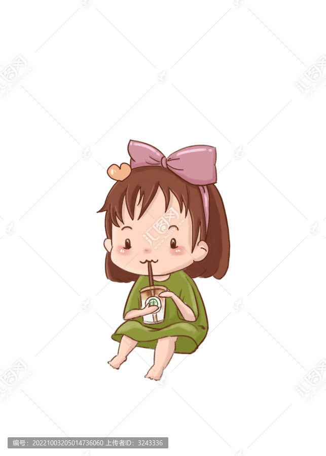 喝飲料的可愛女孩