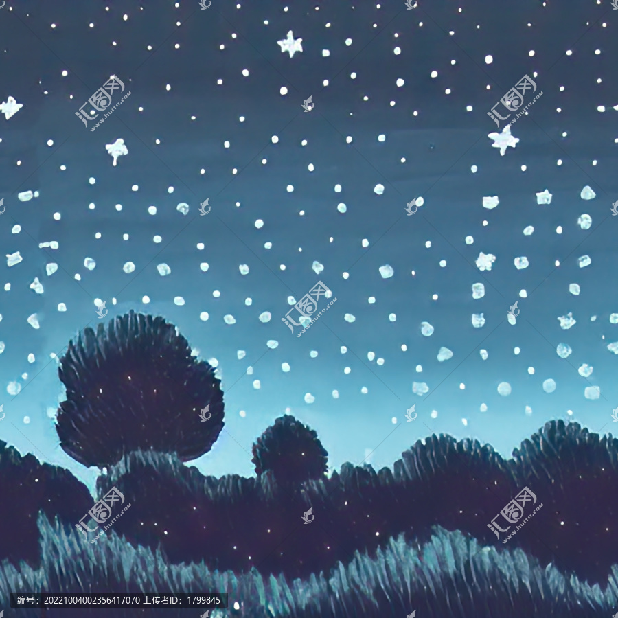 星星與森林兒童房背景墻壁畫(huà)