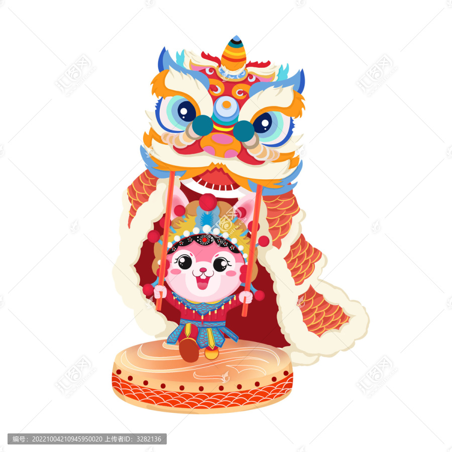 兔子舞獅醒師京劇兔年元素