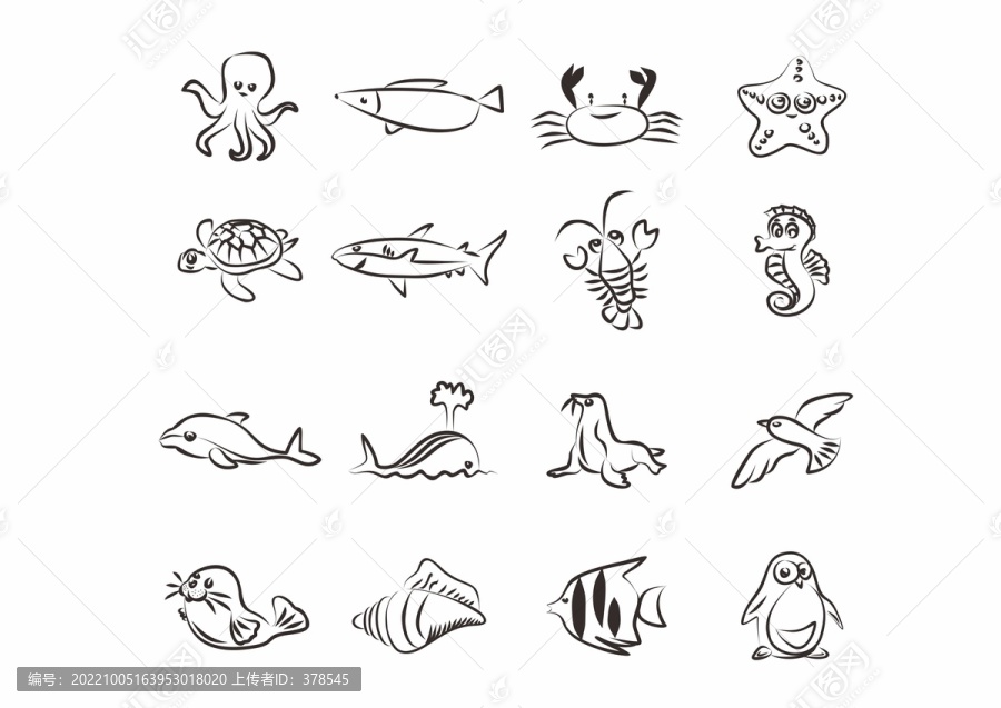 海洋生物簡筆畫
